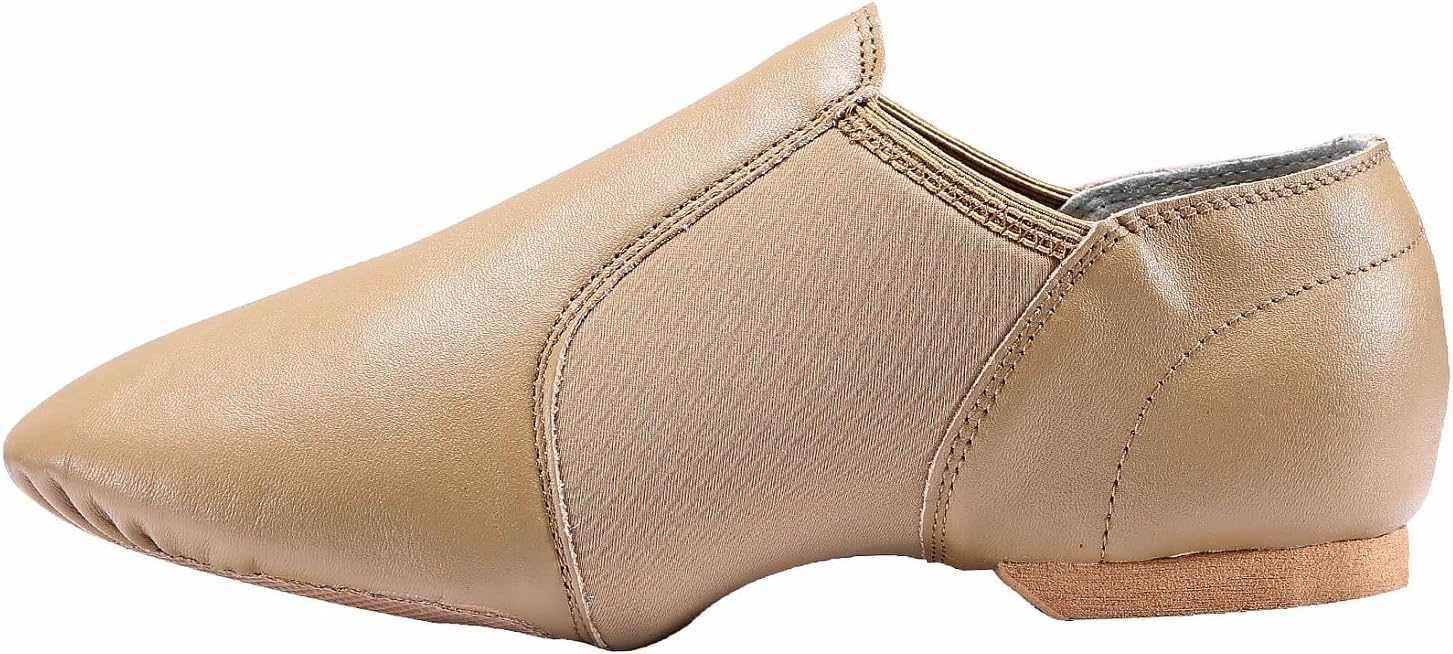 Dynadans Leather Upper Slip-on Jazz Dance Shoe for Women Men's Dance Shoes Brown 10.5M