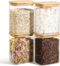 ComSaf Glass Storage Containers wtih Lids 1.2 Qt, Set of 4 Food Storage Jar