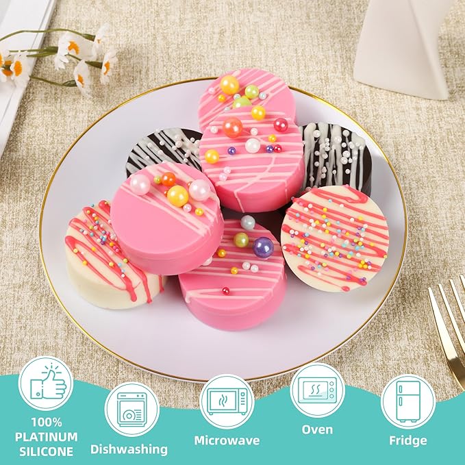 AFINSEA 3Pcs Cake Puck Mold Set,2 Different Sizes Chocolate Covered Cake Silicone Molds, 24-Cavity&12-Cavity Round Cake Pop Molds with 2 Spatulas for DIY Cake Cores, Chocolate Desserts,Cakepucks