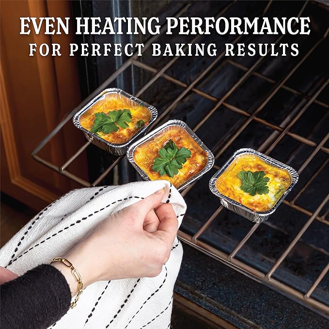 PLASTICPRO ''Disposable'' Mini Size 3'' X 3 X 2'' Inch Square Aluminum Tin Foil Baking Pans Bakeware - Cookware Perfect for Baking Cakes,Brownies,Bread, Meatloaf, Lasagna, Pack of 25