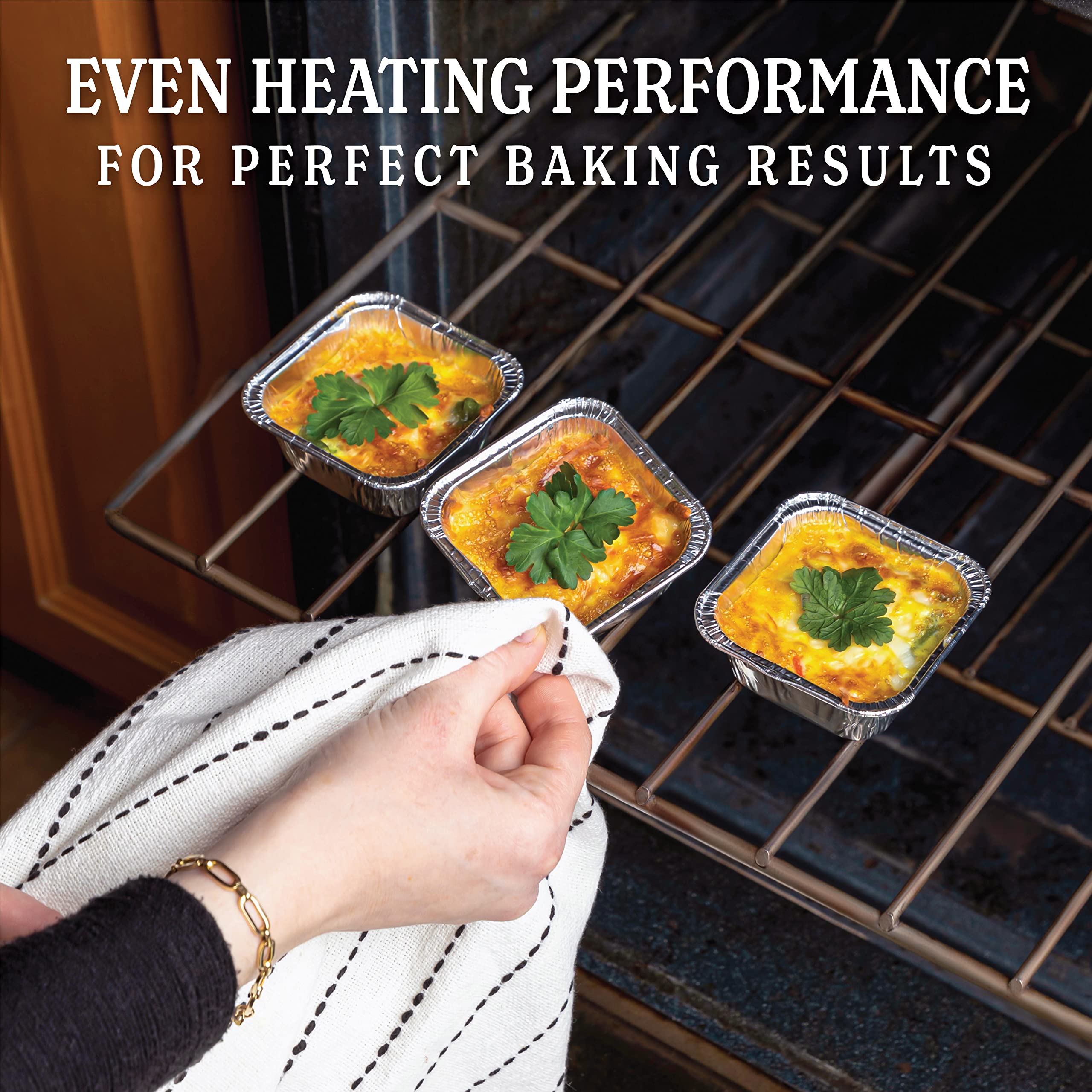 PLASTICPRO Disposable 3'' X 3 X 2'' Inch Square Aluminum Tin Foil Baking Pans Bakeware - Cookware Perfect for Baking Cakes,Brownies,Bread, Meatloaf, Lasagna, Pack of 50