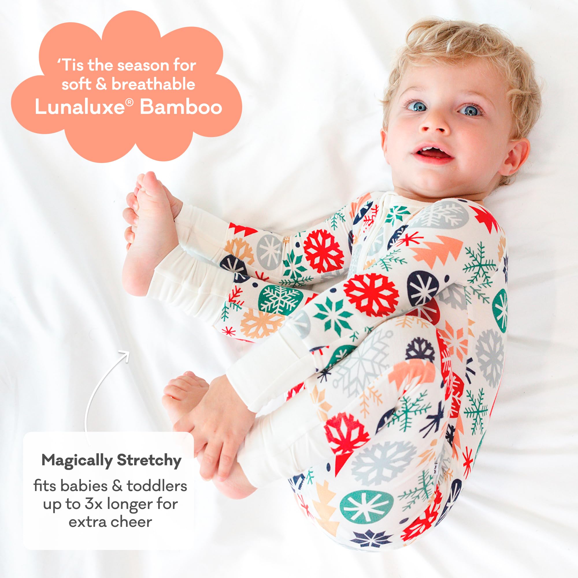 Little Sleepies Baby Christmas Pajamas, Modern & Merry, 12-18M
