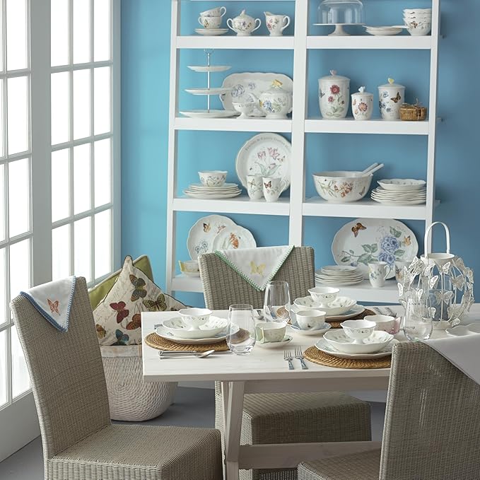 Lenox Butterfly Meadow Porcelain Pasta Bowl Set for 4, 20oz