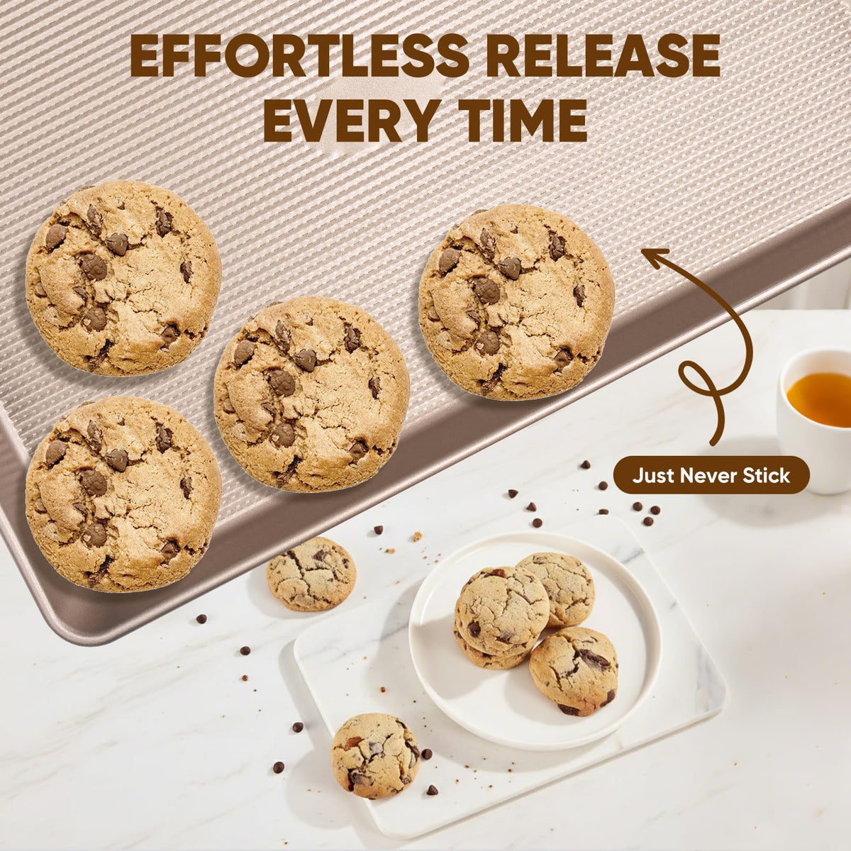 Sakerplus Nonstick Baking Sheet Set of 3, Heavy Duty Cookie Sheets for Oven