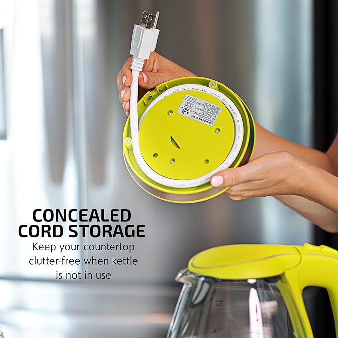 OVENTE 1.5L Glass Electric Kettle Water Boiler, Green KG83G