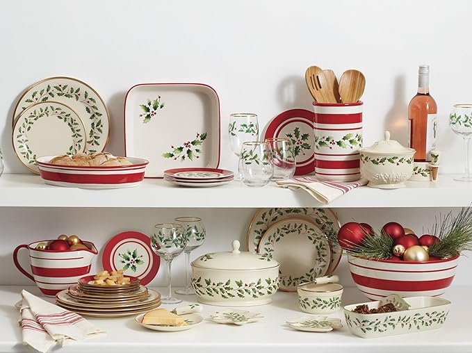 Lenox Holiday Porcelain Christmas Dinner Plate Set for 4