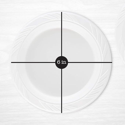 100 Count Disposable 6 Inch White Plastic Dessert Plates