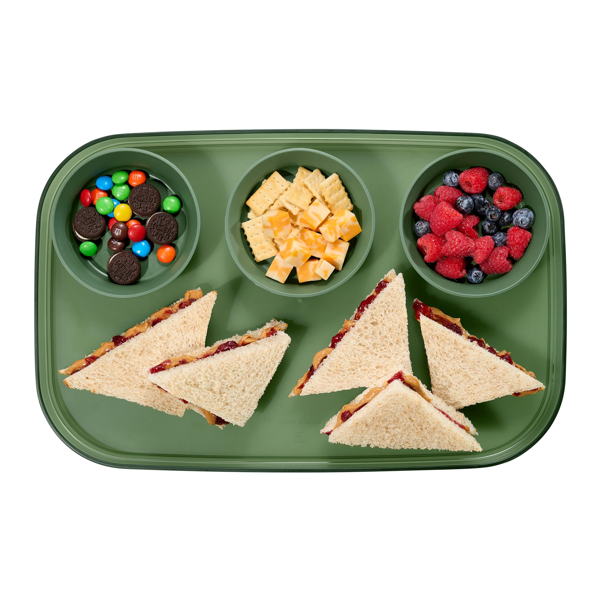 madesmart dipware 3 Bowl Serving Tray, Stackable & Removable Dip Bowls for Charcuterie, Guacomole, Snacks, Veggies, Premium Dishwasher & Microwave Safe, Multipurpose Plate & Bowl, Olive