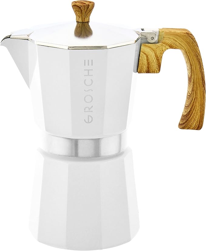 GROSCHE Milano Stovetop Espresso Maker Moka Pot 9 espresso Cup 15.2oz White
