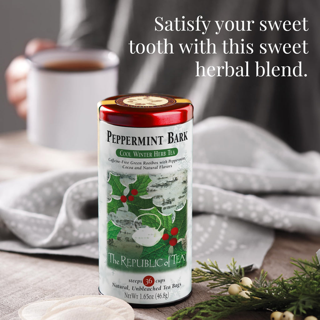 The Republic of Tea Peppermint Bark Herbal Tea, Caffeine Free, 36 Count