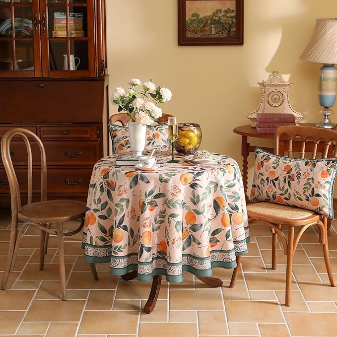 patdrea Designer French Linen Tablecloth,Round,Diameter 67"-Palladin A