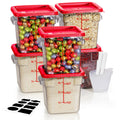 SVKLHY 4QT 6PCS NSF Commercial Clear Food Storage Containers with Lids(RED)