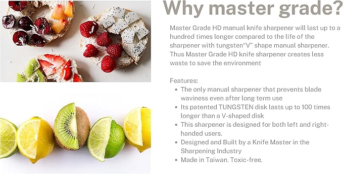 Master Grade Heavy Duty Tungsten Manual Knife Sharpener, Knife Sharpeners for Kitchen Knives (Lime)