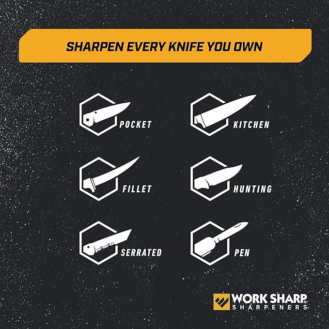 Work Sharp Professional Precision Adjust Knife Sharpener Kit - Complete Sharpening System for Kitchen, Pocket & Hunting Knives - Premium Angle-Guided Sharpening