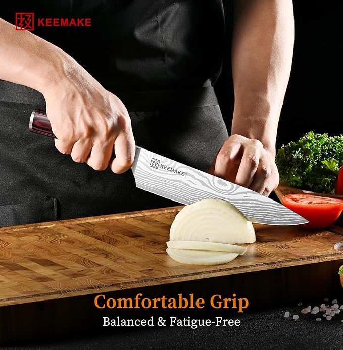 KEEMAKE 8" Chef Knife, Ultra Sharp Kitchen Knife with Ergonomic Handle