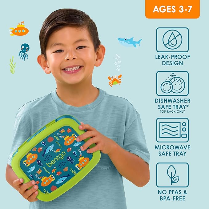 Bentgo Kids Prints Leak-Proof 5-Compartment Bento-Style Kids Lunch Box