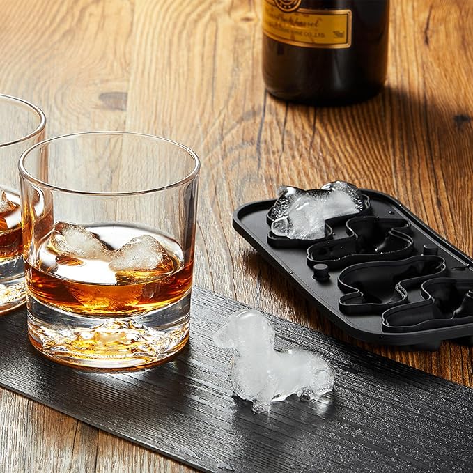ACOOKEE 3D Dachshund Dog Ice Cube Mold, 4 Hole Fun Shapes Large Dachshund Dog Ice Cube Tray for Whiskey,Cocktail,Bourbon, Cute Novelty Dachshund Gifts for Women, BPA Free