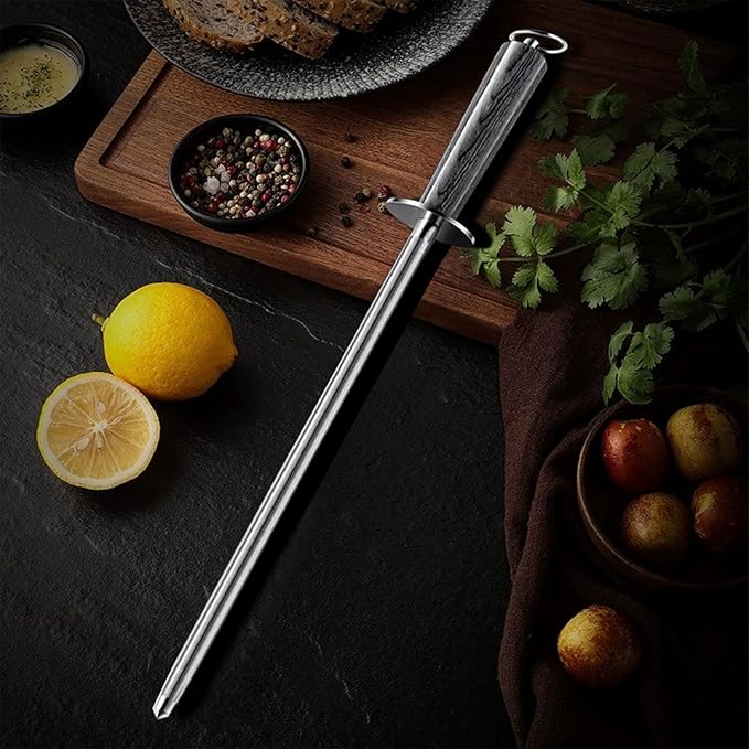 Laoxiongtou 12-Inch Professional Knife Sharpener Rod, Honing Rod For Knives
