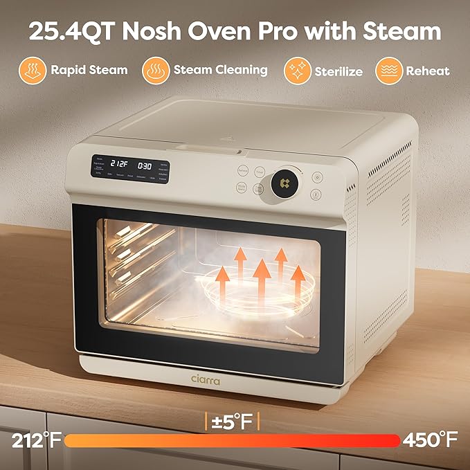 CIARRA 12-in-1 Countertop Steam Oven with Air Fryer, 25.4QT Nosh Oven Pro