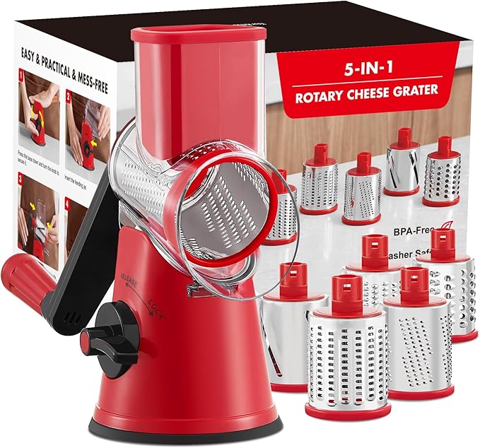 GDL Cheese Grater Hand Crank, Rotary Cheese shredder, Vegetable Slicer