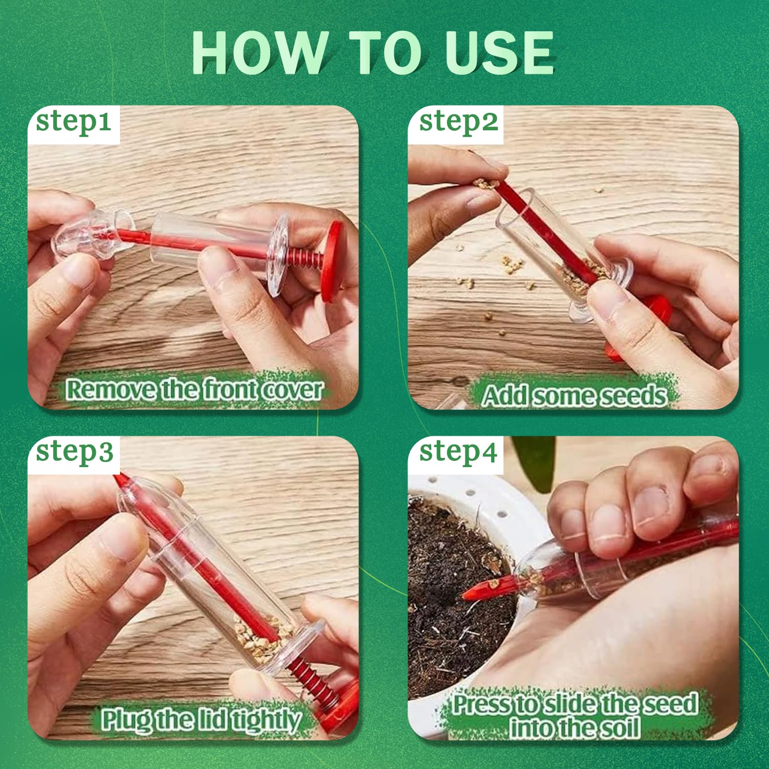 6 PCS Mini Seed Spreader, Sowing Seed Dispenser with 5 Speeds, Sowing Helper, Small Seed Planter Tool, Manual Seedlings Dibber and Widger Set, Seed Sower Spreader Handheld for Tiny Seeds (Red)