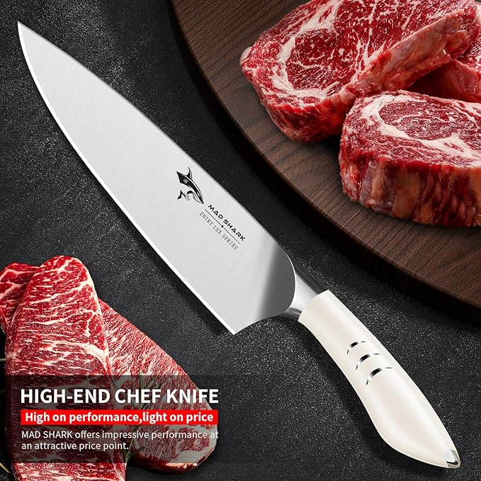 MAD SHARK Chef Knife 8 inch Sharp Kitchen Knife White