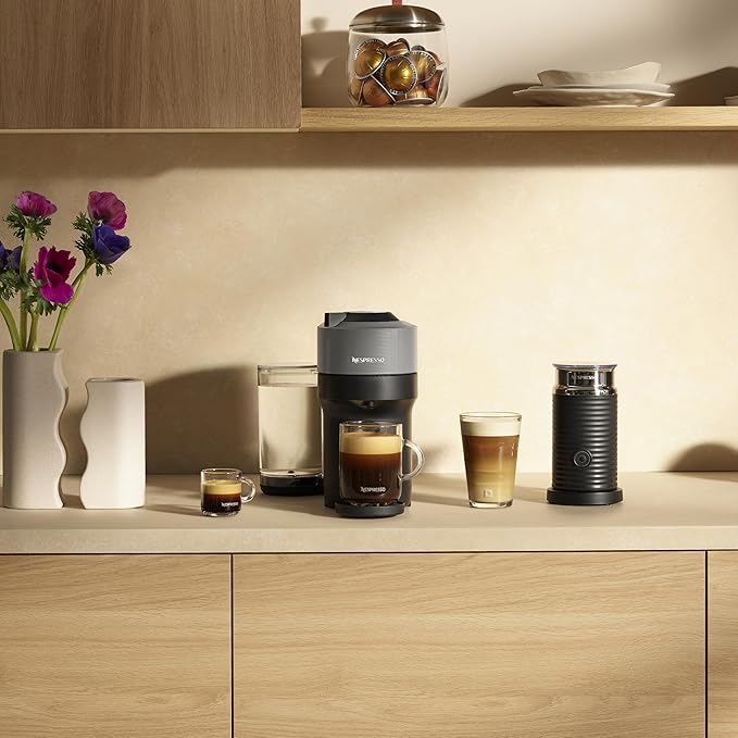 Nespresso Vertuo Pop+ Coffee Machine with Milk Frother, Dark Grey
