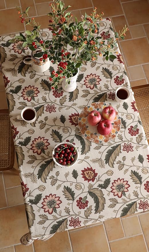 ISAENNE Designer Vintage Linen Square Small Tablecloth,55"x55"-Ratina