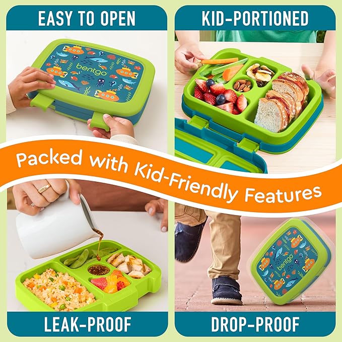 Bentgo Kids Prints Leak-Proof 5-Compartment Bento-Style Kids Lunch Box