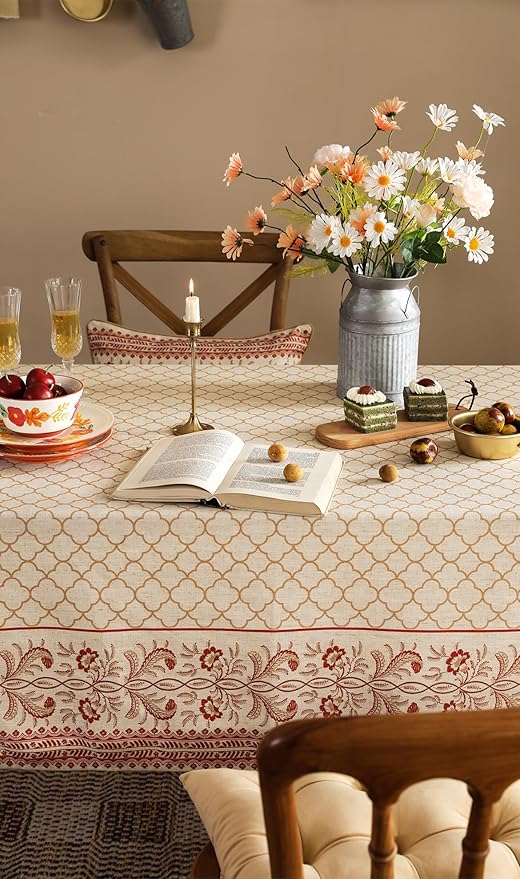 ISAENNE Designer Linen Square Large Tablecloth,67"x67"-Chamonix A