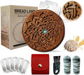 Upgraded 3D Carved UFO Bread Lame for Sourdough, Wooden Sourdough Scoring Tool with Recessed Mandala Pattern, PU Storage Case, 5 Replaceable Blades & Finger Protectors, Bread Scorer for Homemade Bread
