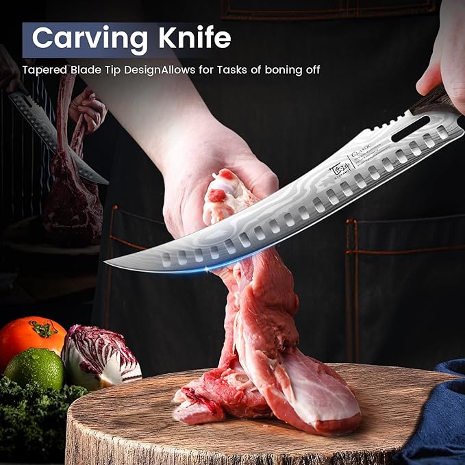 SYOKAMI Butcher Knife Set, Cleaver, Breaking & Boning Knife for Meat & BBQ
