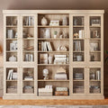 ivaniti 70.8" Tall Farmhouse Bookshelf with Glass Doors, Modular Bookcase with 6-Tier Adjustable Shelves, Large Storage Cabinet for Kitchen, Living Room, Brown, Set of 3