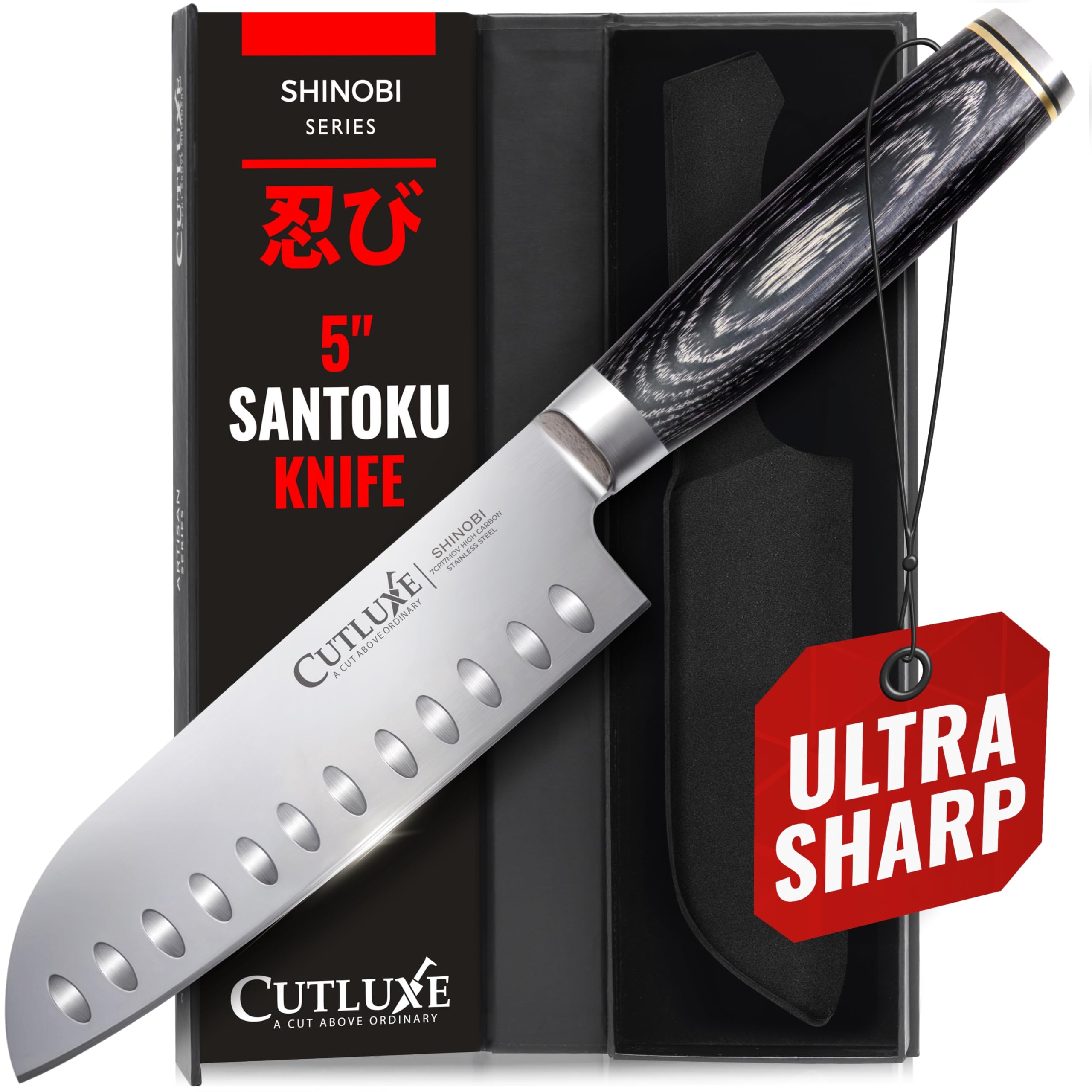 Cutluxe Santoku Knife, 5" Japanese Meat & Vegetable Knife for Chopping