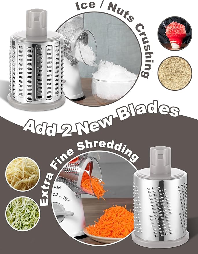 Geedel Rotary Cheese Grater Hand Crank, Cheese Shredder Vegetable Slicer