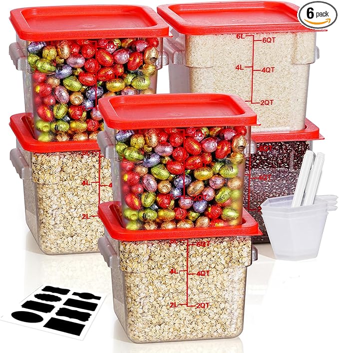 SVKLHY 6QT Clear Food Storage Containers: 6 PCS[Food Grade][Hot&Cold Resistant] NSF Food Storage Containers with Lids for Home Restaurant Kitchen Storage Pizza Proof Dough, BPA Free