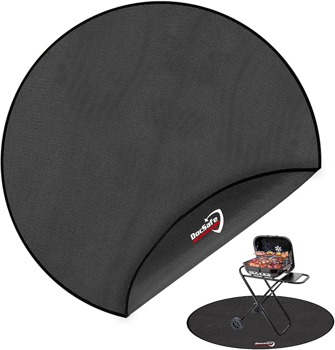 DocSafe 42" Fire Pit Mat for Solo Stove Bonfire,4 Layers Double-Sided Fireproof Under Grill Mat Protector for Deck,Patio,Round BBQ Mat Indoor Fireplace Pad for Solo Stove Accessories,Easy to Clean