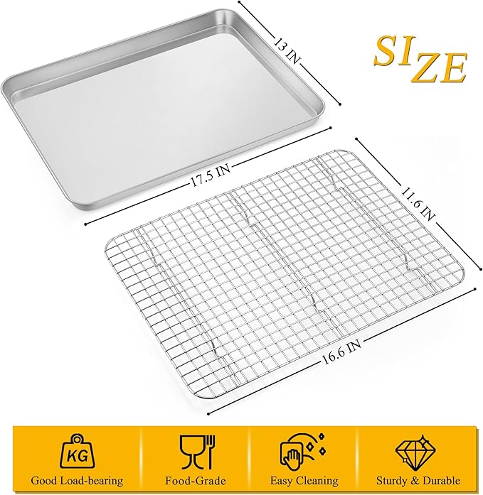 P&P CHEF 17.5 Inch Baking Sheet Pan and Cooking Rack - 2 Pieces