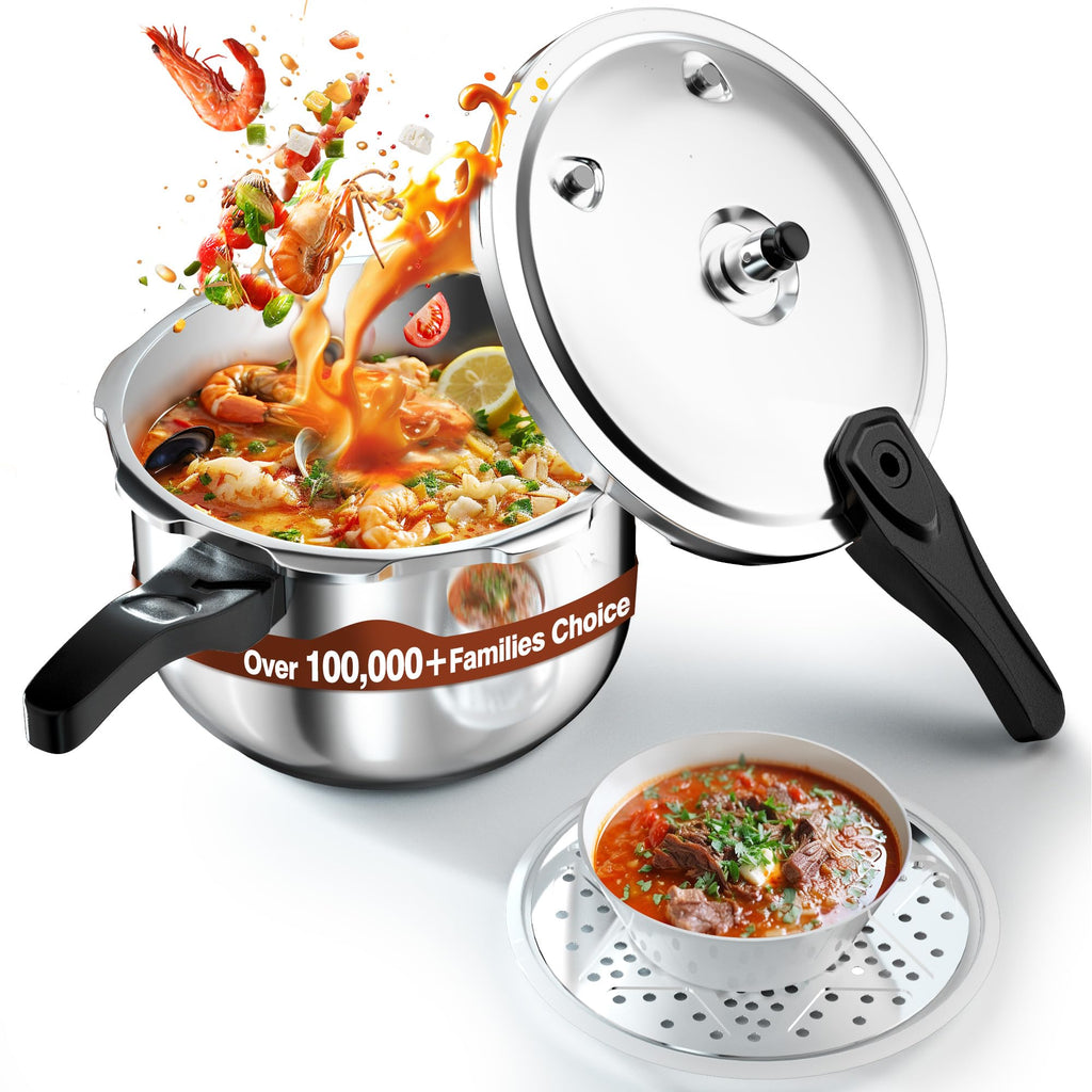 WantJoin Pressure Cooker, 11 Quart Stainless Steel Pressure Canner, Induction Compatible Cookware with Spring Valve Safeguard Devices,Compatible with Gas & Induction Cooker
