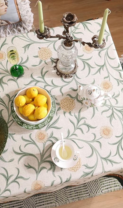 patdrea Vintage French Linen Tablecloth,Rectangular,71"x55"-Botticelli