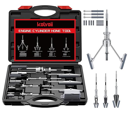 Kolvoii Engine Cylinder Hone Tool Set, 1-1/8", 3" & 4" Hones, Black Case