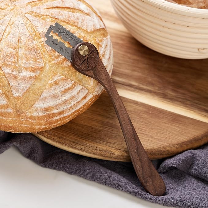 ROCKSHEAT Bread Lame with 5 Feather Blades, Dough Scoring Tool with Storage Box, Sourdough Scoring Tool for Bread Baking, Dexterous-Cut Series Scoring Knife (ELEGANT)