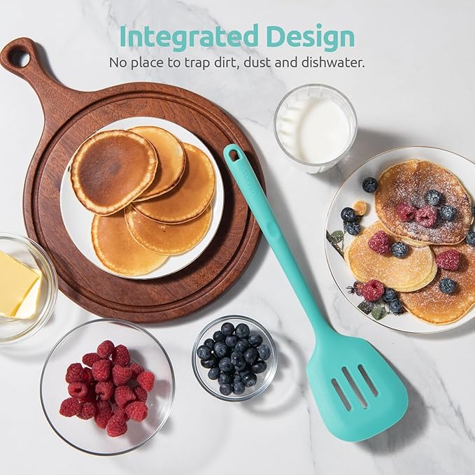 U-Taste Silicone Turner Slotted Spatula, 13.6" Long/3.7" Wide, Aqua Sky