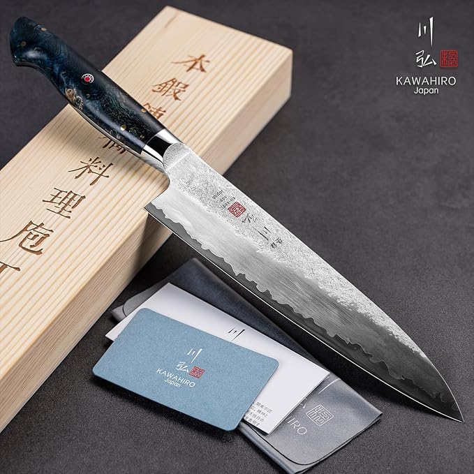KAWAHIRO 8.27" Japanese Chef Knife, SG2 Powder Steel Gyuto, Hand Forged