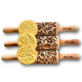 FLORET 3 Kid Rolling Pin Set with Lotus, Kashmir, Paisley, Flowering Vine, Lily Flowers Patterns. Wooden Laser Cut Mini Rolling Pins for Cookies, Play Dough, Salt Dough or Clay by Algis Crafts