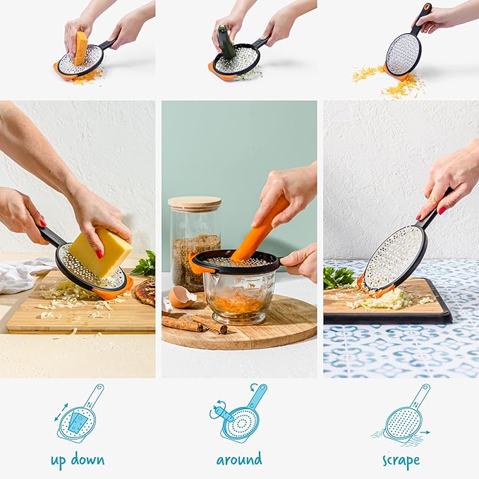 Dreamfarm Ograte Double Sided Cheese Grater - 6mm Coarse Grating, Orange