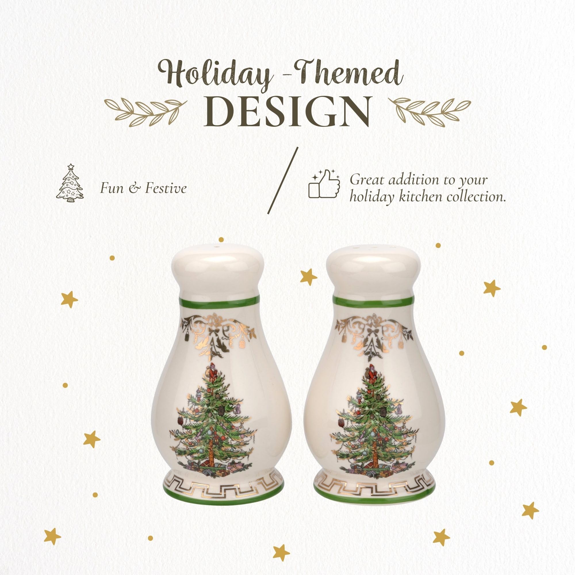 Spode Christmas Tree Gold Salt & Pepper Set – Gold, Set of 2