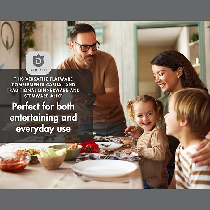 Silverware Set for 16 | 18/10 Stainless Steel Flatware Set | Mirror Finish, Heavy-Duty, Dishwasher Safe, Elegant & Durable, Built to Last (80-Piece, Marettimo Hammered)