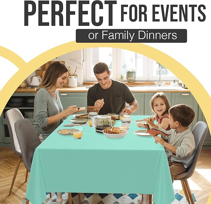 Exquisite 66% Thicker Premium Plastic Table Cloth Rectangle Table Cover 0.5 Mil 6 Pack Mint Table Cloth 54 Inch x 108 Inch Disposable Tablecloth Won't Tear Easily Like Cheap Thin Brands