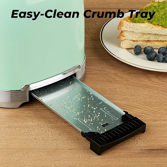 Culinaid Toaster 2 Slice Retro Stainless Steel, Aqua Green